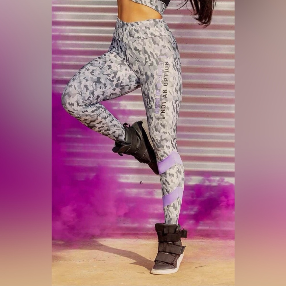 Camouflage Leggings with Purple Accents